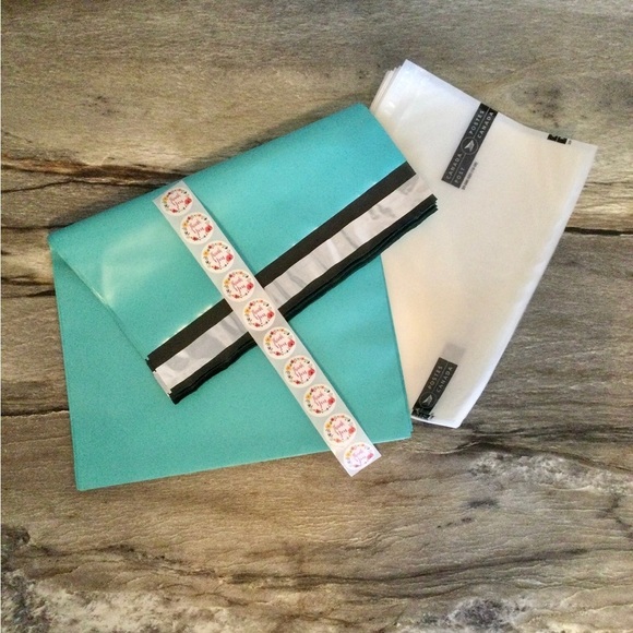 10 Poly Mailers 10 x 13 - Teal, 10 Thank you Stickers - Picture 2 of 9